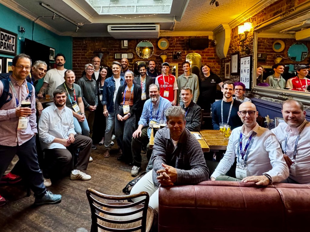 Podcast Standards Project members meetup in London, UK 2026 held at The Bull pub.